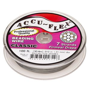 Beading wire, Accu-Flex®, nylon and stainless steel, clear, 7 strand, 0.012-inch diameter. Sold per 100-foot spool.