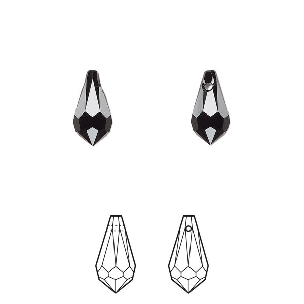 Drop 24pk jet, Crystal Passions® 11x5.5mm pendant teardrop 6000 image number 0