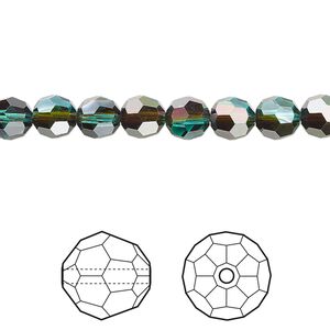 Bead 12pk blue zircon red magma, Crystal Passions® 6mm round 5000