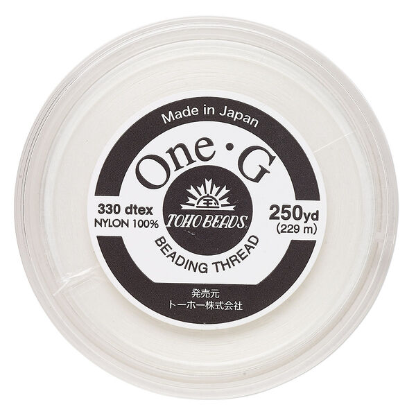 Thread, TOHO BEADS®, One-G™, nylon, white, size 0. Sold per 250-yard spool. image number 0