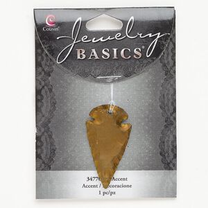 Agate 1pkg1, hand-knapped top-drilled arrowhead focal B grade, 36x19mm-48x25mm