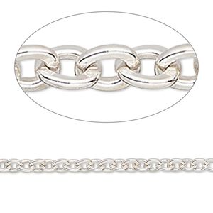 Chain 1pkg1 sterling silver cable, 3.6mm flat, 50 foot unfinished