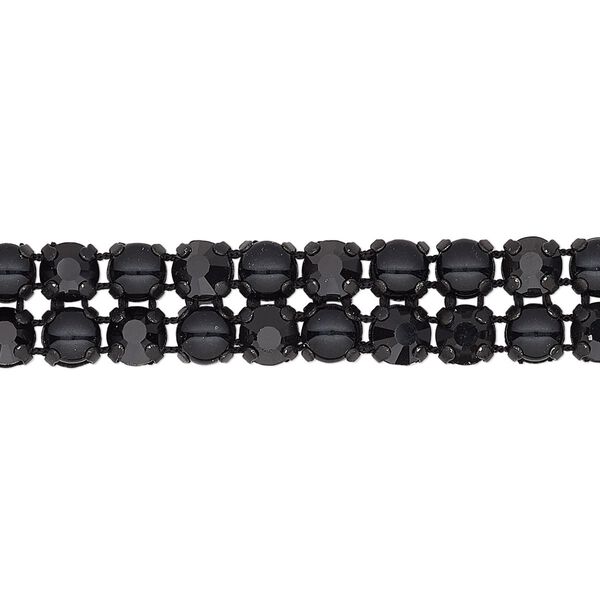 Banding 1pk black plate opaque jet, Preciosa Rose Viva 12® Czech 10mm wide  4.5mm round 7.75 inch image number 0