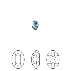Fancy stone 4pk light turquoise foil back, Crystal Passions® 6x4mm oval 4120