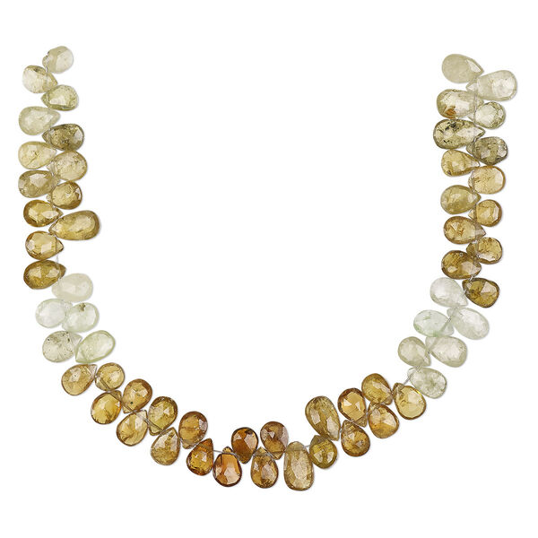 Bead, grossularite garnet (natural), 8x5mm-10x6mm hand-cut top-drilled faceted puffed teardrop, B+ grade, Mohs hardness 6-1/2 to 7-1/2. Sold per 7-inch strand. image number 0