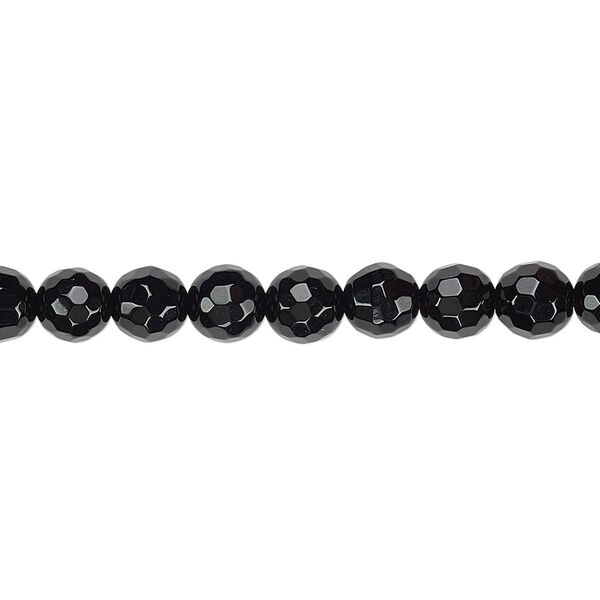 Bead, black onyx (dyed), 5-6mm faceted round, B+ grade, Mohs hardness 6-1/2 to 7. Sold per 15-inch strand. image number 0