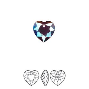 Drop 2pk amethyst shimmer, Crystal Passions® 10.5mm pendant heart cut 6432