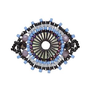 Link, Creative Touch, glass, violet / grey / black, 28x26mm double-sided marquise. Sold individually.