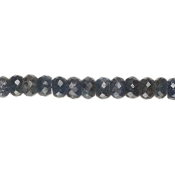 Blue-grey sapphire 1pkg1, hand-cut faceted rondelle bead 14 inch 5x3mm-6x4mm image number 0