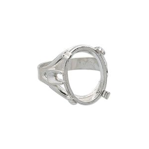 Ring, sterling silver, 18x13mm oval 4-prong setting, size 8. Sold individually.