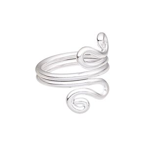 Ring, Hill Tribes, silver-plated copper, 25mm wide with double swirl design, size 7-1/2. Sold individually.
