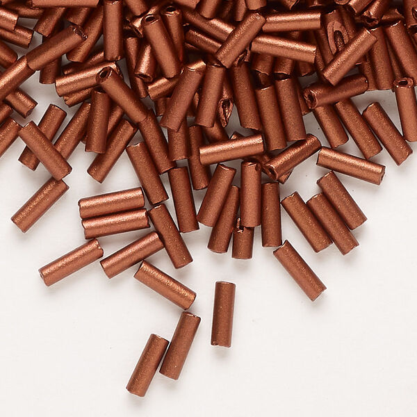 Bead, Preciosa Ornela Czech glass, bugle bead, pkg/50g, #3, soft dark copper metallic opaque alabaster, (01750). image number 0
