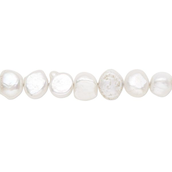 Pearl, cultured freshwater (dyed), soft grey, 5-7mm flat-sided potato with 0.4-0.6mm hole, C- grade, Mohs hardness 2-1/2 to 4. Sold per 15-inch strand. image number 0