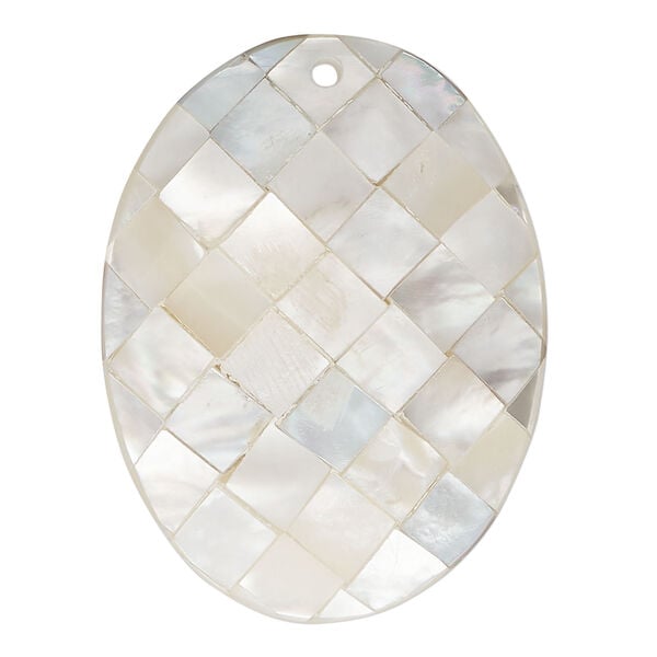 Black lip shell / gold lip shell / mother-of-pearl shell 1pkg1, top-drilled 1sided domed oval focal 40x30mm image number 0