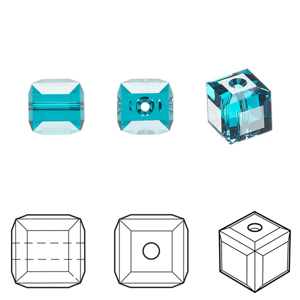 Bead 48pk blue zircon, Crystal Passions® 8mm cube 5601 image number 0