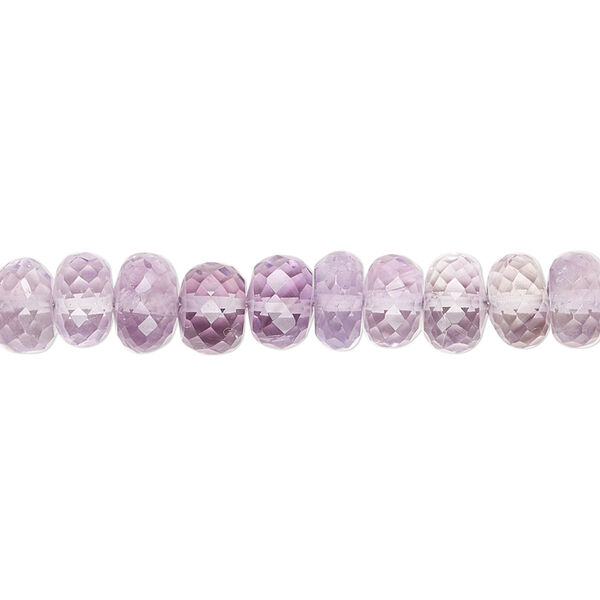 Bead, lavender amethyst (natural), 6x4mm-8x6mm hand-cut micro-faceted rondelle with 0.4-1.4mm hole, B+ grade, Mohs hardness 7. Sold per 6-1/2 inch strand. image number 0
