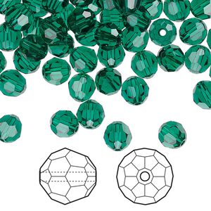 Bead 144pk emerald, Crystal Passions® 6mm round 5000