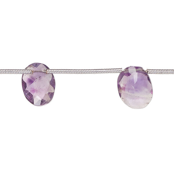 Amethyst 1pkg8, hand-cut top-drilled faceted oval bead natural B- grade, 11x8mm-12x10mm image number 0