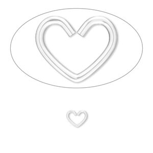 Jump ring, sterling silver, 6x5mm heart, 3.8x3.2mm inside diameter, 22 gauge. Sold per pkg of 25.