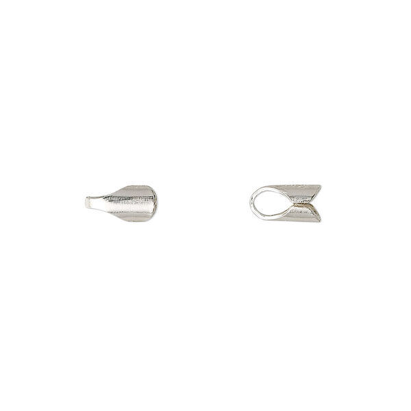 Cord end, glue-in, sterling silver, 7.5x4mm round, 3mm inside diameter. Sold per pkg of 10. image number 0