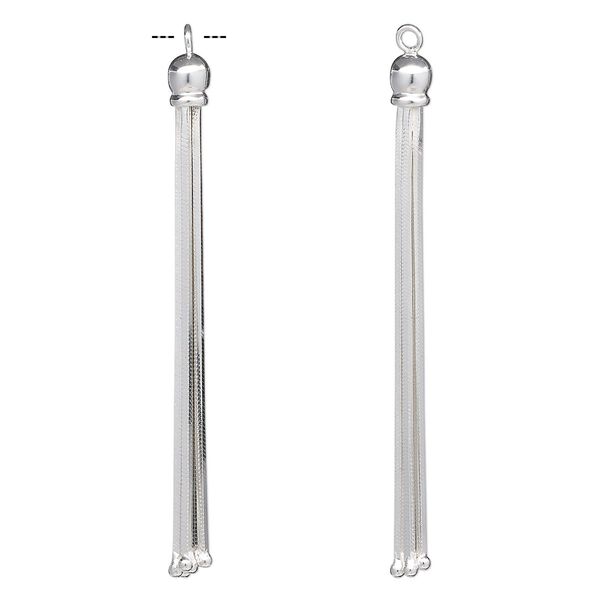 Focal, sterling silver, 53x4.5mm tassel with 1.5mm ball. Sold individually. image number 0