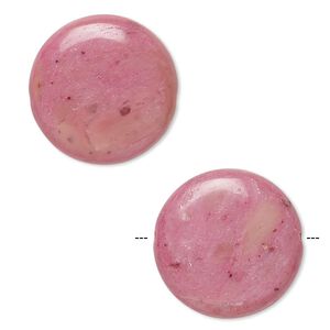 Rhodonite 1pkg2, flat round bead natural 20mm