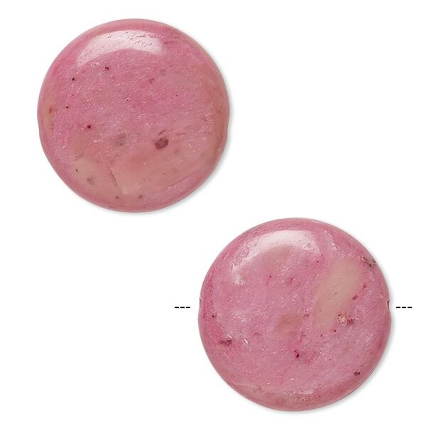 Rhodonite 1pkg2, flat round bead natural 20mm image number 0