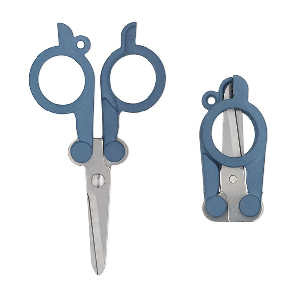 Scissors, FISKARS®, stainless steel and plastic, pkg/1, blue, 4x2-1/2 inches unfolded. image number 0
