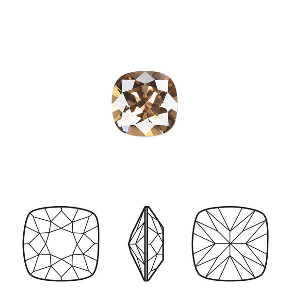 Fancy stone 1pkg144 light smoked topaz foil back, Swarovski® ReCreated™, 10mm square cushion 4470 image number 0