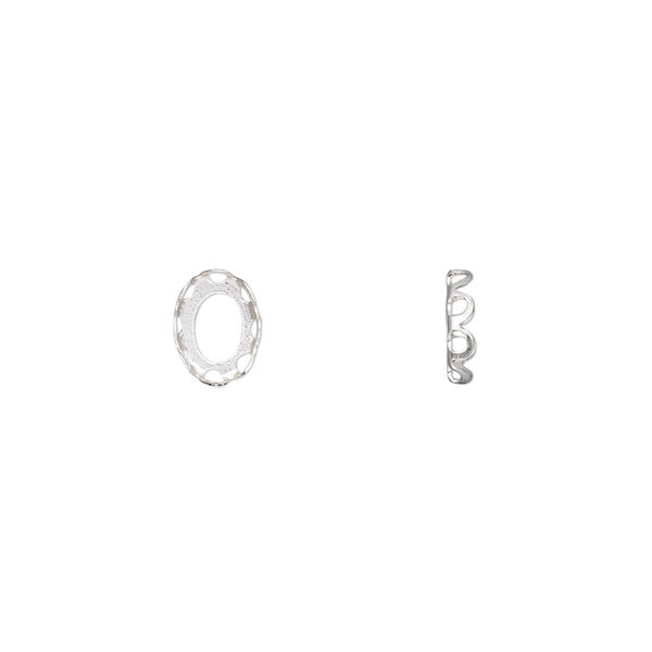Component, sterling silver, 8x6mm oval with 7x5mm oval setting and open back. Sold per pkg of 2. image number 0