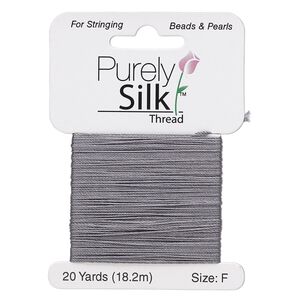 Thread, Purely Silk™, 3-ply, dark grey, size F. Sold per 20-yard card.