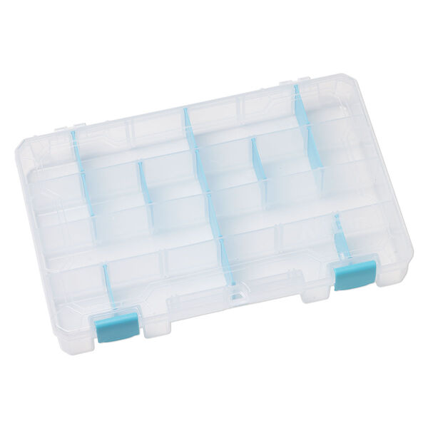 Organizer, ArtBin® tarnish inhibitor, polypropylene, clear and teal blue, 10-3/4 x 7-1/4 x 1-3/4 inches. Sold individually. image number 1