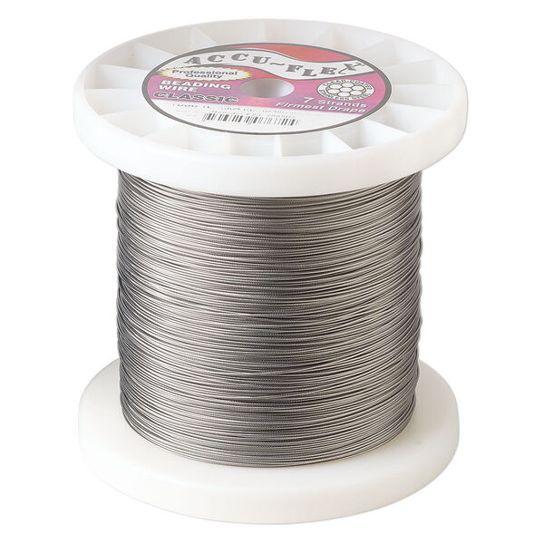 Beading wire, Accu-flex®, nylon and stainless steel, clear, 7 strand, 0.024-inch diameter. Sold per 1,000 ft spool. image number 0