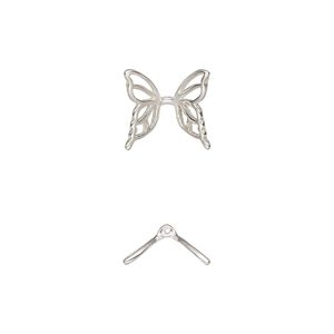 Bead, Amoracast®, sterling silver, 11mm butterfly wing with cutout design. Sold individually.
