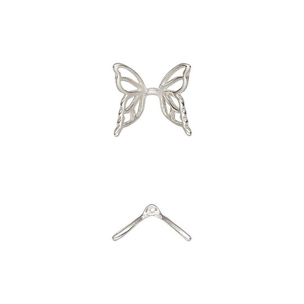 Bead, Amoracast®, sterling silver, 11mm butterfly wing with cutout design. Sold individually. image number 0