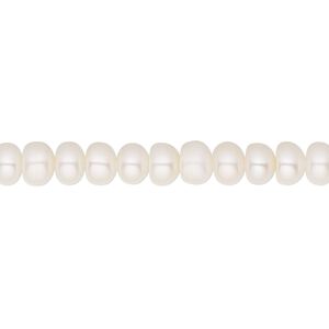 Pearl, White Lotus™, cultured freshwater (bleached), white, 5.5-6mm button, A- grade, Mohs hardness 2-1/2 to 4. Sold per 15-1/2" to 16" strand.
