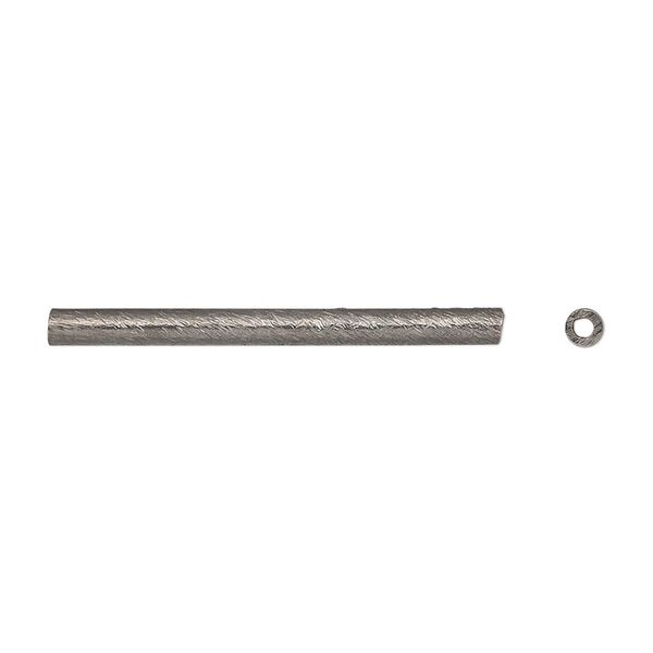 Bead, gunmetal-plated copper, 30x2.5mm textured round tube. Sold per pkg of 4. image number 0