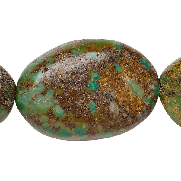 Turquoise 1pkg1, puffed oval bead C- grade, 8 inch 34x25mm-45x33mm image number 0