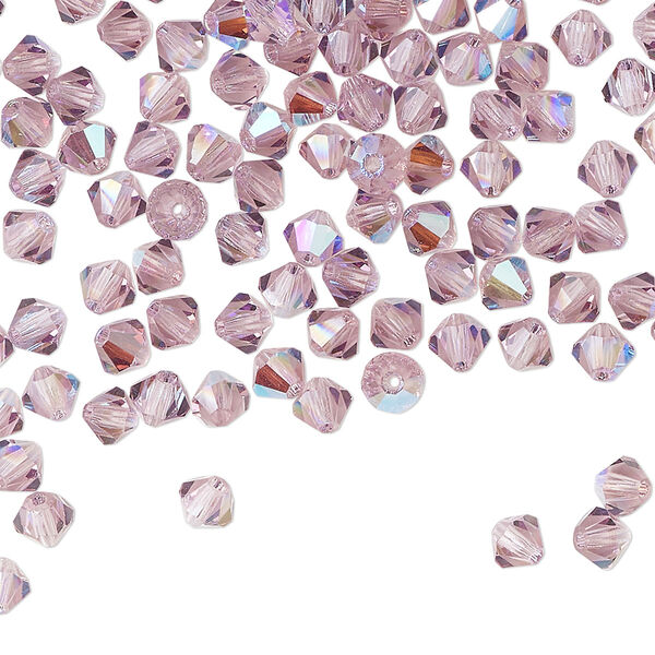Bead 720pk light amethyst glitter, Preciosa Czech crystal 4mm bicone image number 0