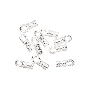 Crimp end 1pkg10 silver-plated, 5.5x3.5mm tube / loop / 2mm inside diameter, brass
