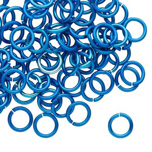 Jump ring, anodized tempered aluminum, light blue, 8mm round, 5.6mm inside diameter, 17 gauge. Sold per pkg of 100.