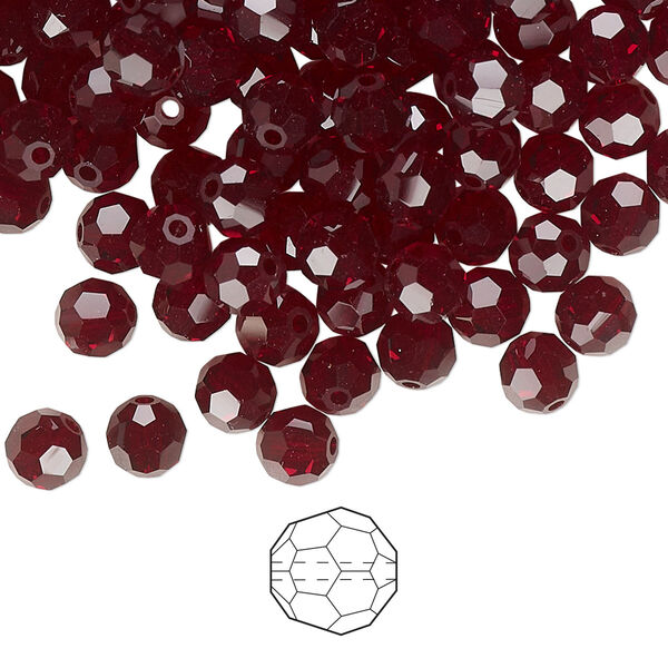 Bead 144pk garnet, Preciosa Czech crystal 5mm round image number 0