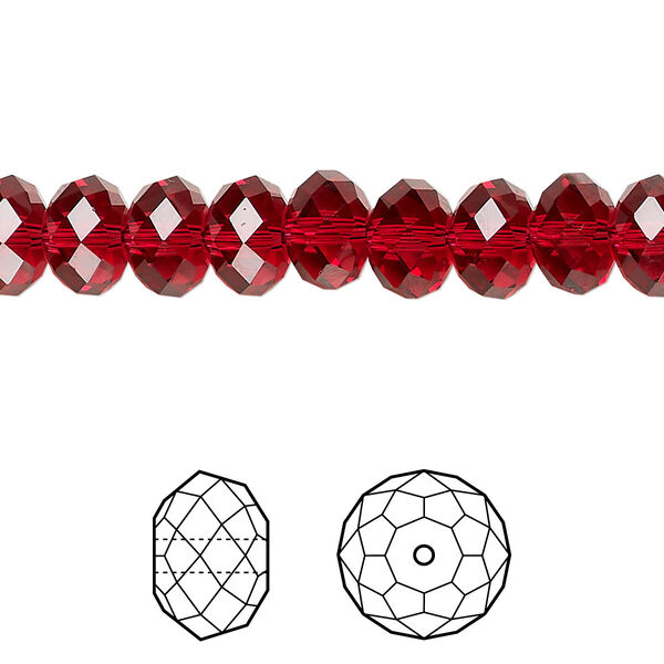 Bead 12pk scarlet, Crystal Passions® 8x6mm rondelle 5040 image number 0
