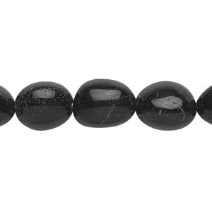 Black agate 1pkg1, tumbled nugget bead 15.5-16 inch small to medium