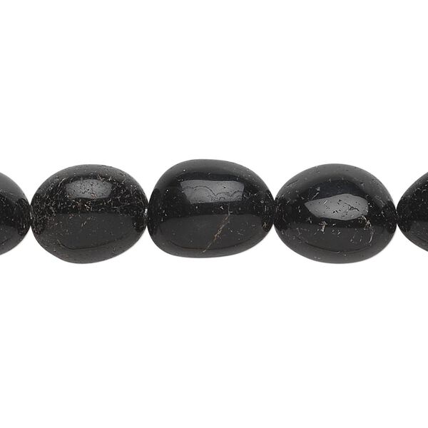 Black agate 1pkg1, tumbled nugget bead 15.5-16 inch small to medium image number 0