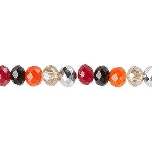 Bead 1pk mixed colors AB half-coated full-coated, Celestial Crystal® 6x4mm rondelle 15.5-16 inch