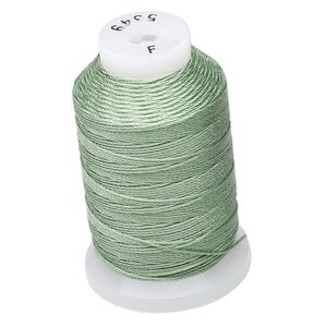 Thread, Purely Silk™, medium green, size F. Sold per 140-yard spool.