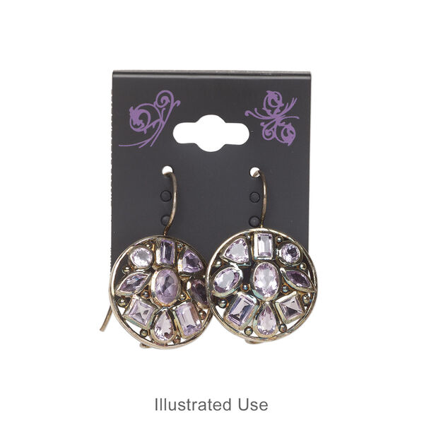Earring card, PVC plastic, opaque black and purple, 2x1-1/2 inch square with butterfly design. Sold per pkg of 100. image number 1