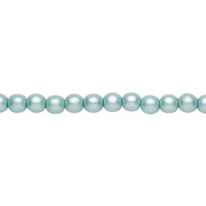 Bead, Czech glass druk, opaque satin green, 4mm round. Sold per 15-1/2" to 16" strand.