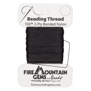 Thread, nylon, black, size AA. Sold per 50-yard card.